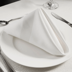 Premium Satin Band Napkins,100% Cotton, White Colour Set