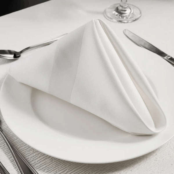 Premium Satin Band Napkins,100% Cotton, White Colour Set
