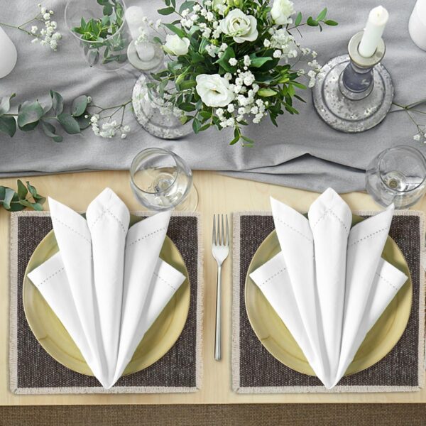Hemstitch Linen dinner napkins - 图片 3