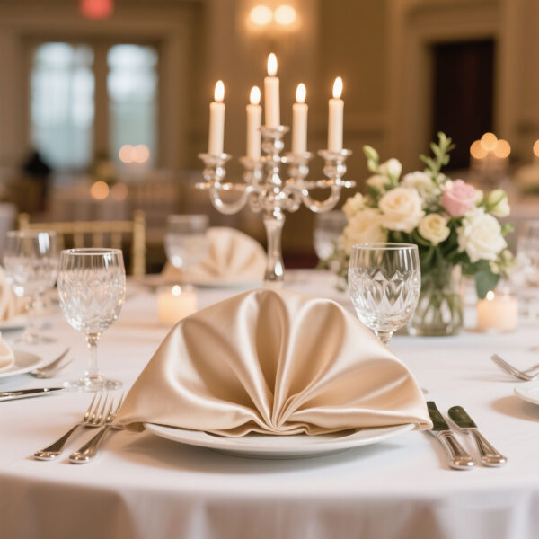 20 Inch Lamour Satin Napkins Blush, Oversized, Double Folded and Hemmed Table Napkins for Restaurant, Bistro, Wedding, Thanksgiving and Christmas