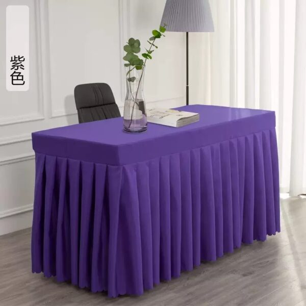100% Polyester Material Pleated Wedding Tablecloth With Skirt - 图片 6