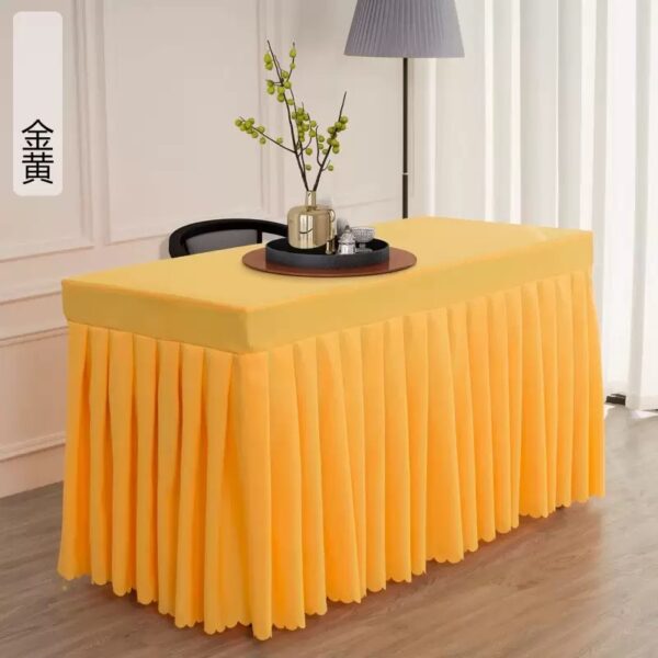 100% Polyester Material Pleated Wedding Tablecloth With Skirt - 图片 7