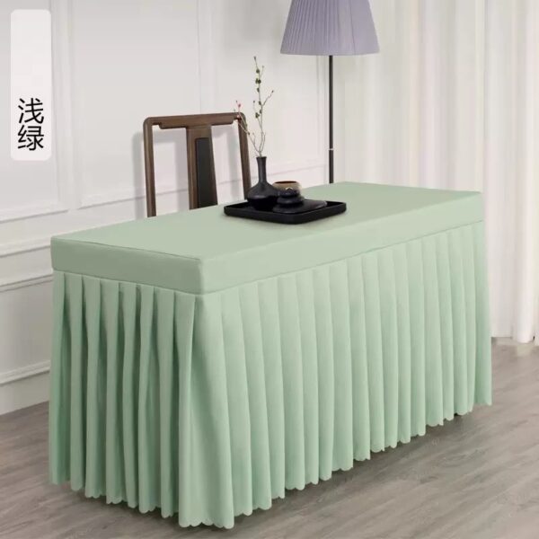100% Polyester Material Pleated Wedding Tablecloth With Skirt - 图片 8