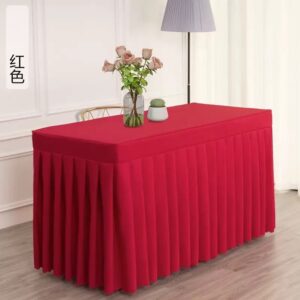 100% Polyester Material Pleated Wedding Tablecloth With Skirt