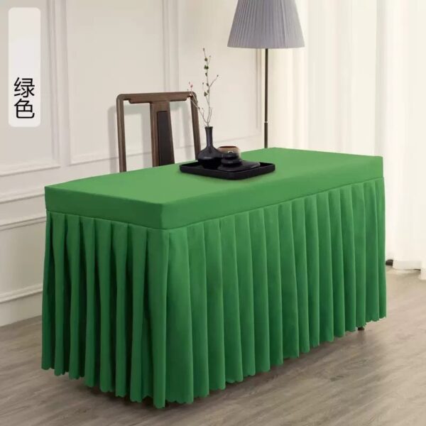 100% Polyester Material Pleated Wedding Tablecloth With Skirt - 图片 2