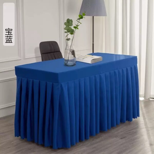 100% Polyester Material Pleated Wedding Tablecloth With Skirt - 图片 3