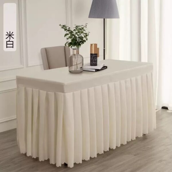 100% Polyester Material Pleated Wedding Tablecloth With Skirt - 图片 4