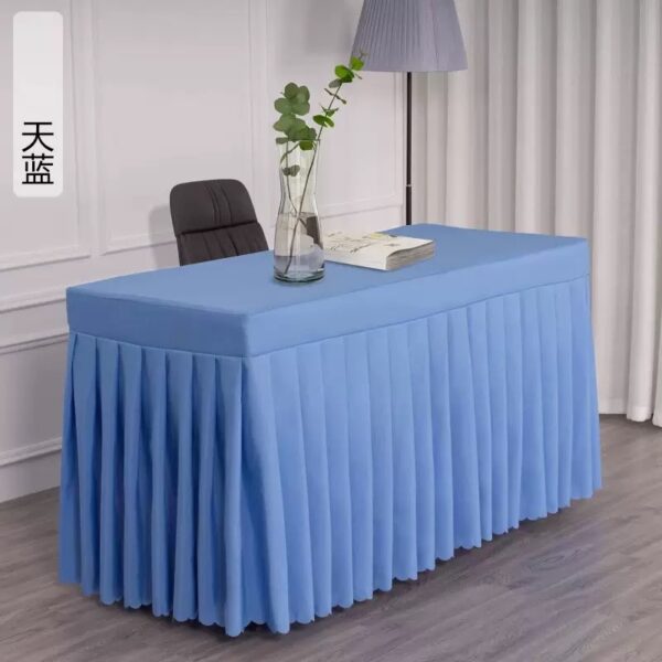 100% Polyester Material Pleated Wedding Tablecloth With Skirt - 图片 5