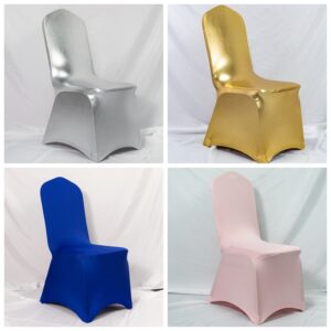 Hotel Party Stretch Spandex Chair Cover Fits banquet style chairs. Will not fit folding style chairs.