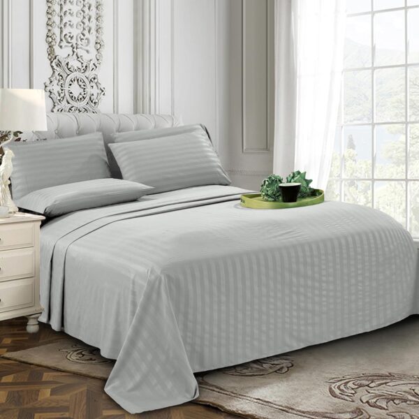 100% Polyester Hotel Striped Fitted Sheet Set of 4 - 图片 7