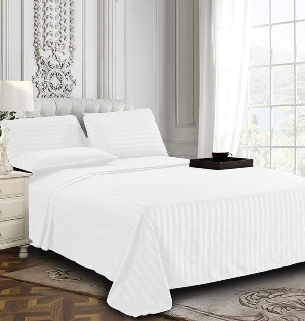 100% Polyester Hotel Striped Fitted Sheet Set of 4
