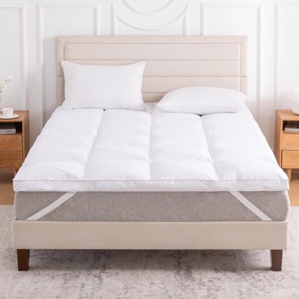 3-inch white goose down thick mattress pad