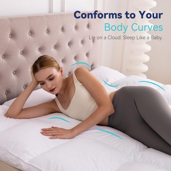 3-inch white goose down thick mattress pad - 图片 3