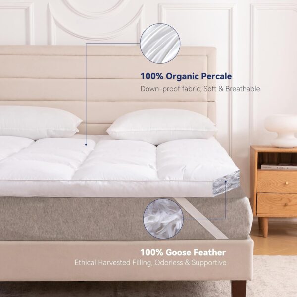 3-inch white goose down thick mattress pad - 图片 4