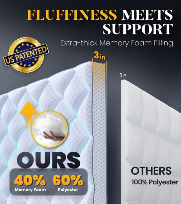 3-Inch Ultra-Fluffy Memory Foam Mattress Topper - 图片 2