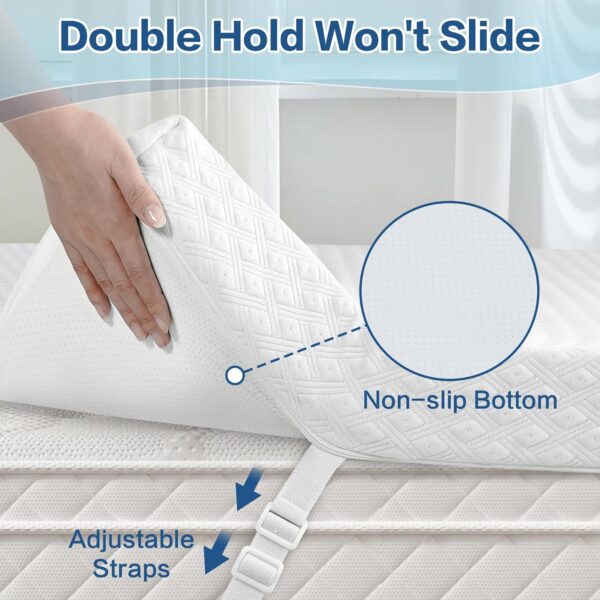 4D Breathable California King Size Gel Memory Foam Mattress Topper 3 Inch, Cooling Ventilated Mattress Pad for Back Pain Pressure Relief, Soft Bed Topper with Removable Cover - 图片 5