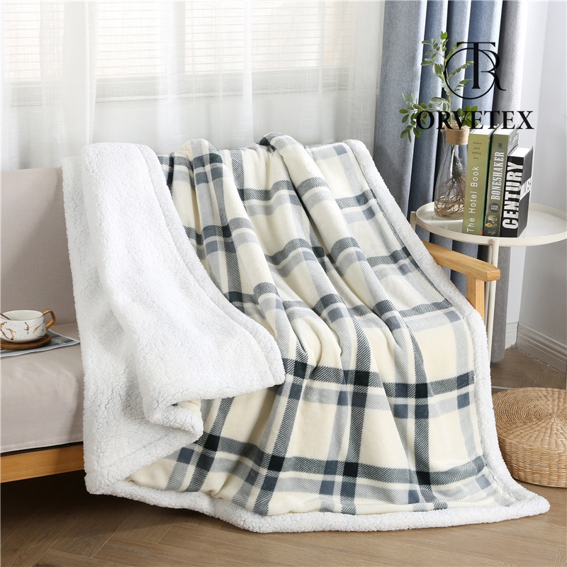 Warm Soft Plaid Cashmere Blanket Thicken Elegant Fleece Double-Layer Decor Blankets & Throws - 图片 2