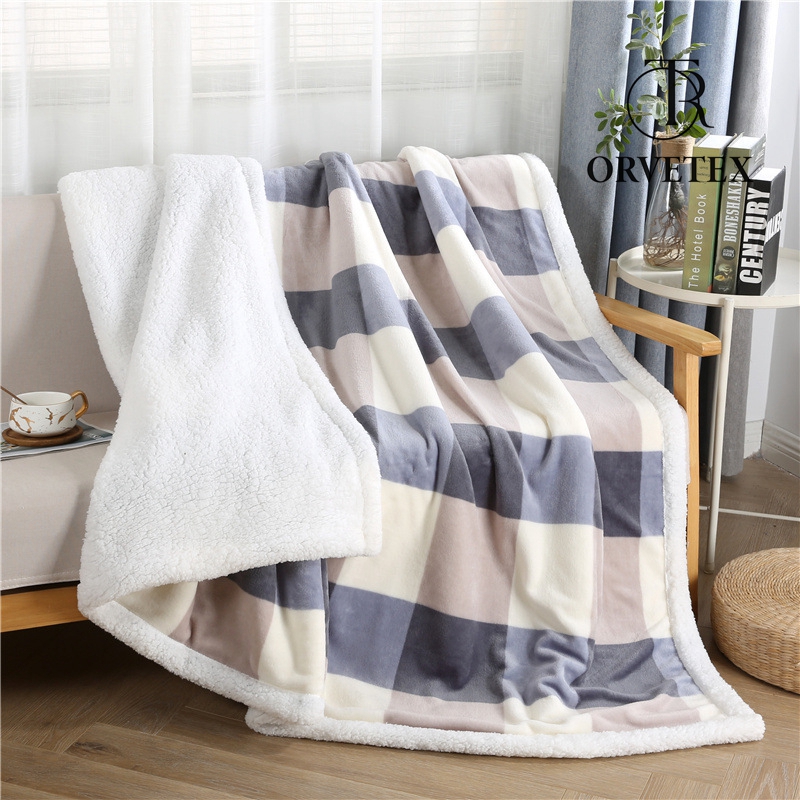 Warm Soft Plaid Cashmere Blanket Thicken Elegant Fleece Double-Layer Decor Blankets & Throws - 图片 3