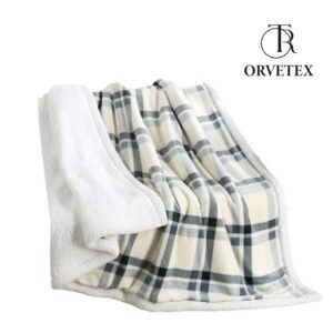 Warm Soft Plaid Cashmere Blanket Thicken Elegant Fleece Double-Layer Decor Blankets & Throws