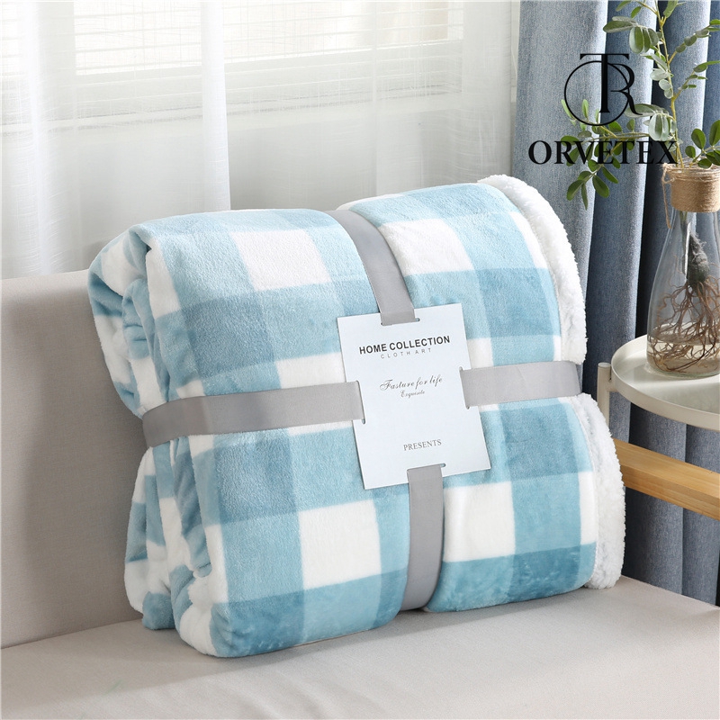 Warm Soft Plaid Cashmere Blanket Thicken Elegant Fleece Double-Layer Decor Blankets & Throws - 图片 9