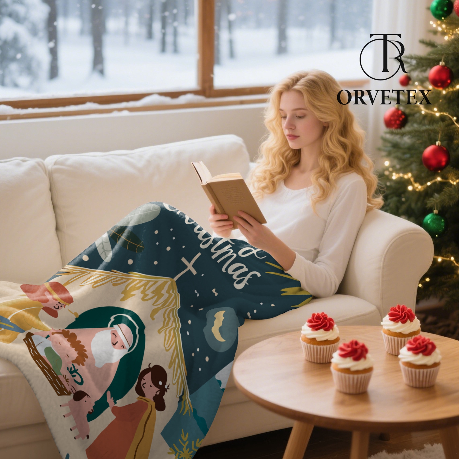 Christmas Throw Rabbit Blanket, Winter Holiday Throw Blanket, Christmas Throw Blanket for Couch Sofa Bed, Rabbit Gifts for Women, Winter Decor for Home, 50x60 Inches - 图片 3