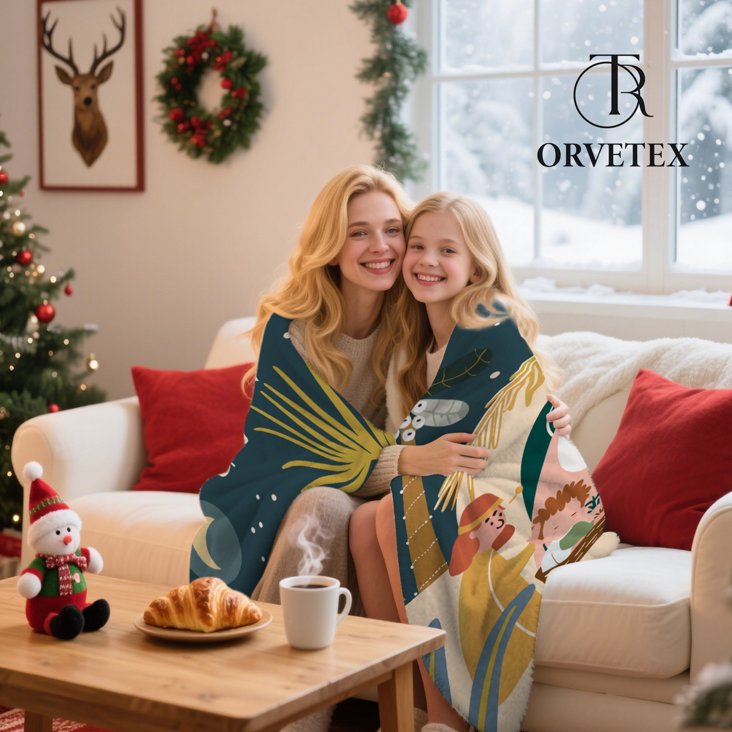 Christmas Throw Rabbit Blanket, Winter Holiday Throw Blanket, Christmas Throw Blanket for Couch Sofa Bed, Rabbit Gifts for Women, Winter Decor for Home, 50x60 Inches - 图片 2