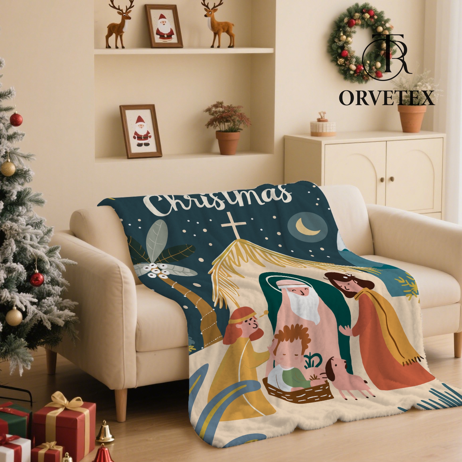 Christmas Throw Rabbit Blanket, Winter Holiday Throw Blanket, Christmas Throw Blanket for Couch Sofa Bed, Rabbit Gifts for Women, Winter Decor for Home, 50x60 Inches - 图片 4