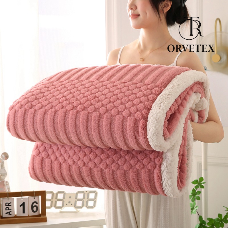 Sherpa Fleece Blanket 60 × 80 inch, Ultra Soft Twin Size Throw Blankets for All Season, Cozy Plush Striped Blanket for Bed Couch Sofa Office Camping - 图片 3