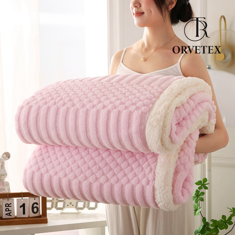 Sherpa Fleece Blanket 60 × 80 inch, Ultra Soft Twin Size Throw Blankets for All Season, Cozy Plush Striped Blanket for Bed Couch Sofa Office Camping - 图片 4