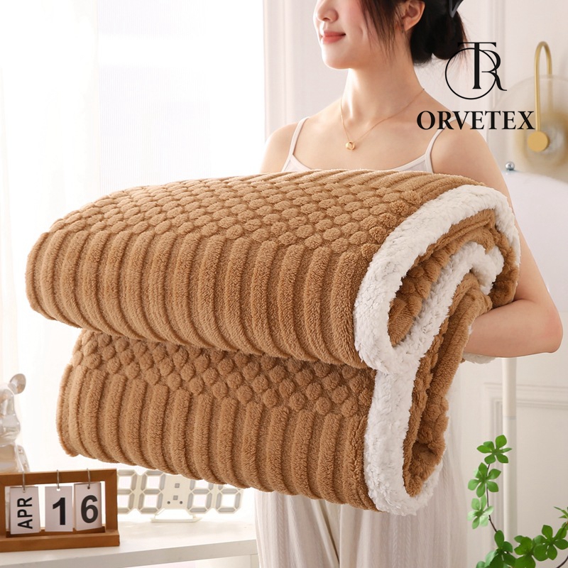 Sherpa Fleece Blanket 60 × 80 inch, Ultra Soft Twin Size Throw Blankets for All Season, Cozy Plush Striped Blanket for Bed Couch Sofa Office Camping - 图片 5