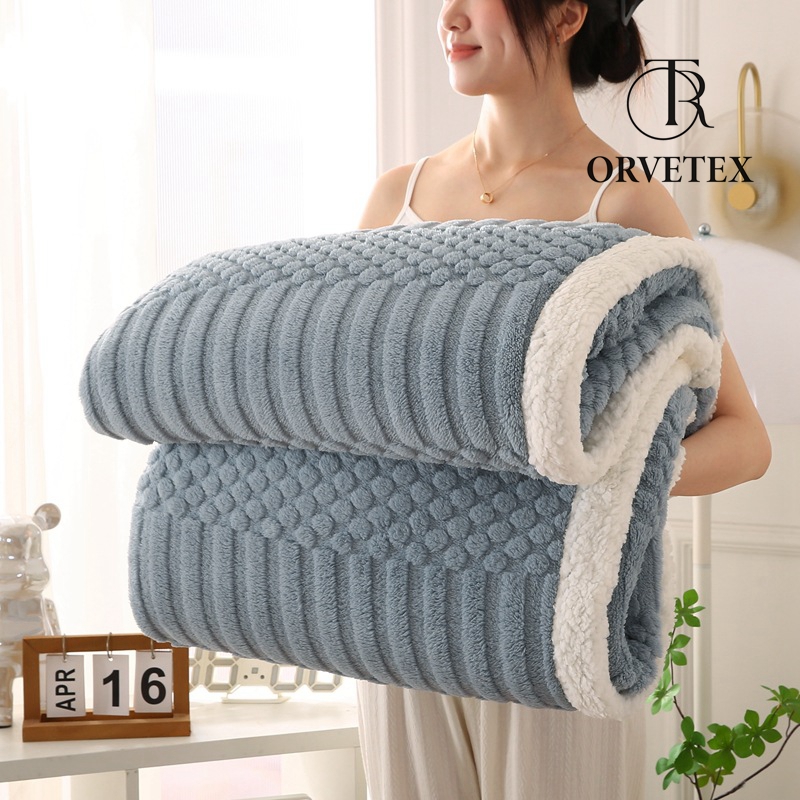 Sherpa Fleece Blanket 60 × 80 inch, Ultra Soft Twin Size Throw Blankets for All Season, Cozy Plush Striped Blanket for Bed Couch Sofa Office Camping - 图片 6