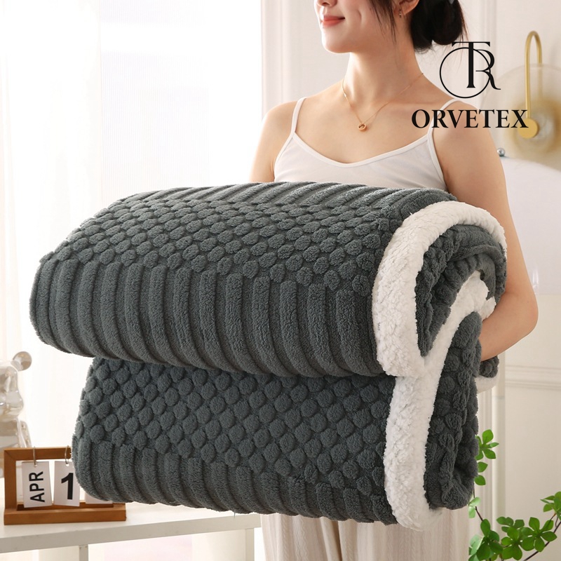 Sherpa Fleece Blanket 60 × 80 inch, Ultra Soft Twin Size Throw Blankets for All Season, Cozy Plush Striped Blanket for Bed Couch Sofa Office Camping - 图片 8