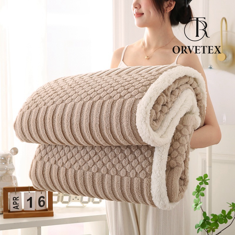 Sherpa Fleece Blanket 60 × 80 inch, Ultra Soft Twin Size Throw Blankets for All Season, Cozy Plush Striped Blanket for Bed Couch Sofa Office Camping - 图片 9