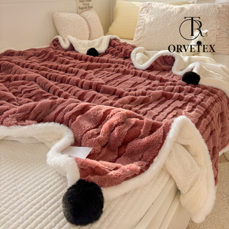 Home Soft Jacquard Rabbit Faux Fur Textured Throw Blankets, 50" x 60", Super Soft Cozy Warm Comfortable Throw for Living Room Couch Bed Chair Bedroom Home Décor - 图片 6