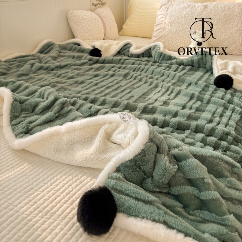 Home Soft Jacquard Rabbit Faux Fur Textured Throw Blankets, 50" x 60", Super Soft Cozy Warm Comfortable Throw for Living Room Couch Bed Chair Bedroom Home Décor - 图片 8