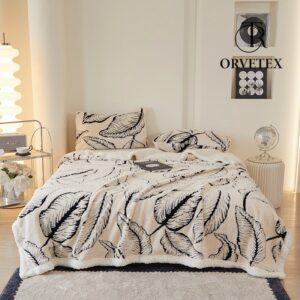 Large Leaf Jacquard Plush Blanket