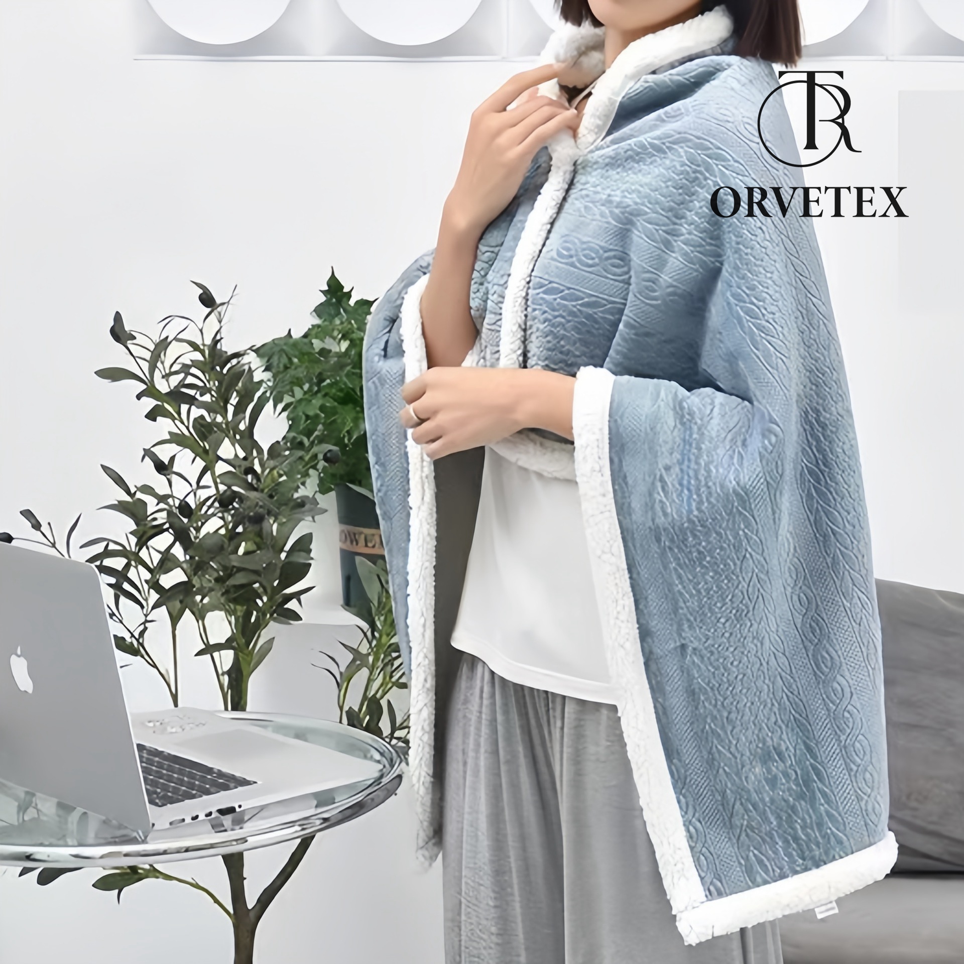 Plush Cape Blanket Wearable Comfy Poncho Throw Winter Cozy Loungewear Oversized Blanket Sweatshirt Lambskin For Bed Sofa Walking - 图片 2