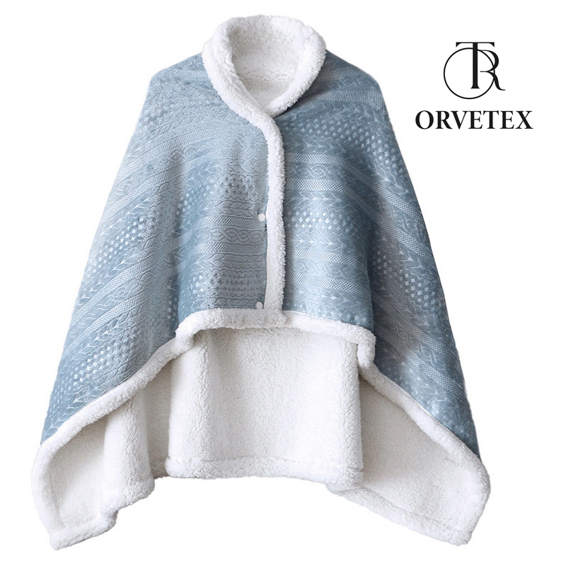 Plush Cape Blanket Wearable Comfy Poncho Throw Winter Cozy Loungewear Oversized Blanket Sweatshirt Lambskin For Bed Sofa Walking - 图片 5