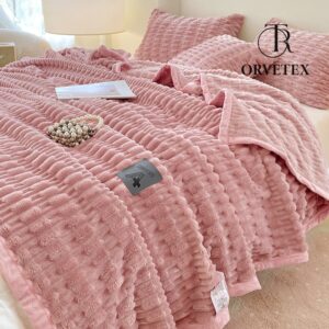 Minimalist Solid Textured Fleece Throw Blanket