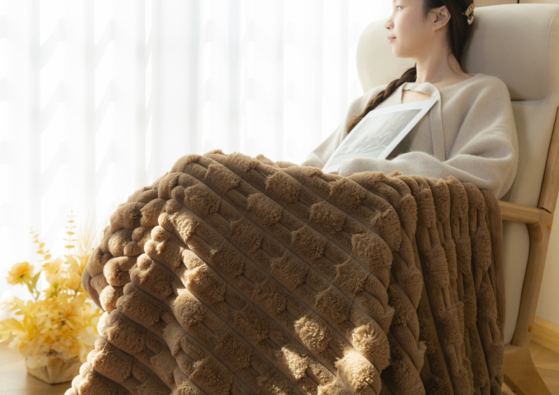 Imitation Rabbit Fur Blanket Winter Thickened Double Layer Leg Cover Blanket Bed Sheet Coral Fleece Office Nap Sofa - Image 3