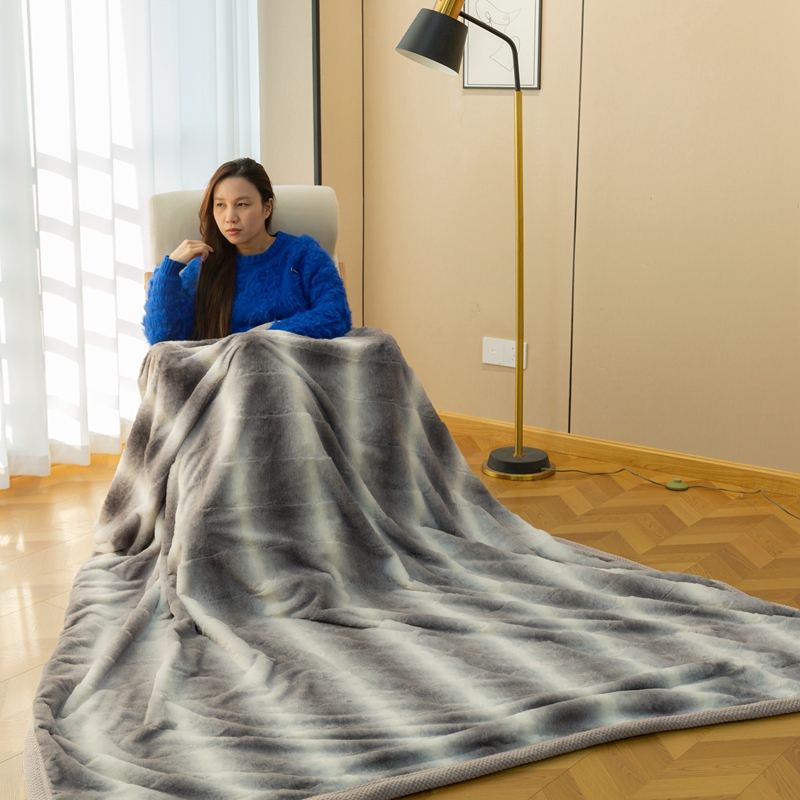 Custom Wholesale Plush Cozy Fluffy Warm Soft Minky Rabbit Faux Fur Bed Winter Fleece Blankets Throw for Sofa Bed - Image 7