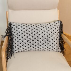 Nordic side fringe woven pattern sequin cushion cover, living room sofa pillow, decorative pillowcase