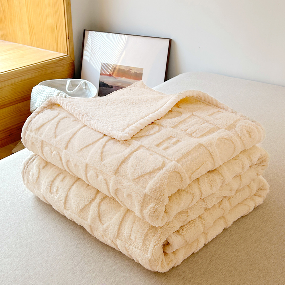 Orvetex Wholesale Solid Color Warm and Environmentally Friendly Jacquard Sherpa with Sherpa Blanket - Image 2