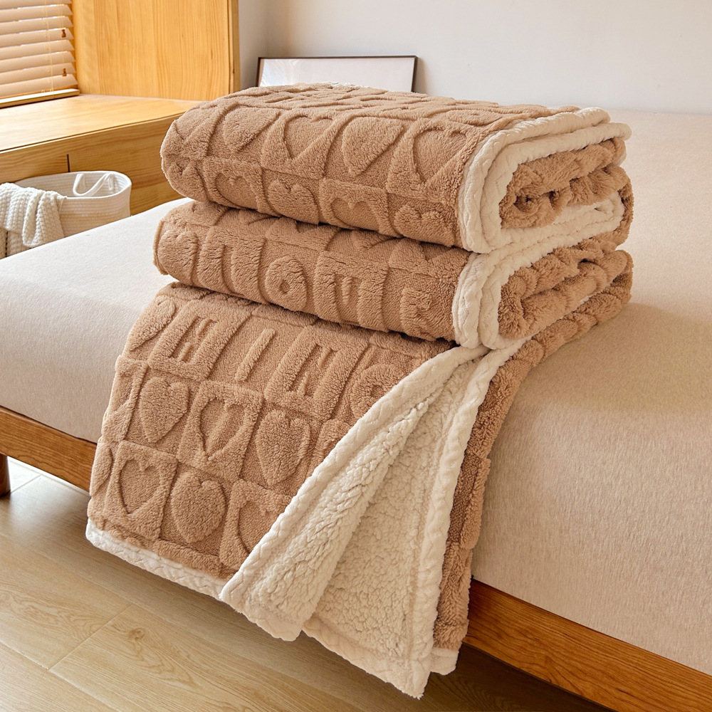 Orvetex Wholesale Solid Color Warm and Environmentally Friendly Jacquard Sherpa with Sherpa Blanket - Image 3