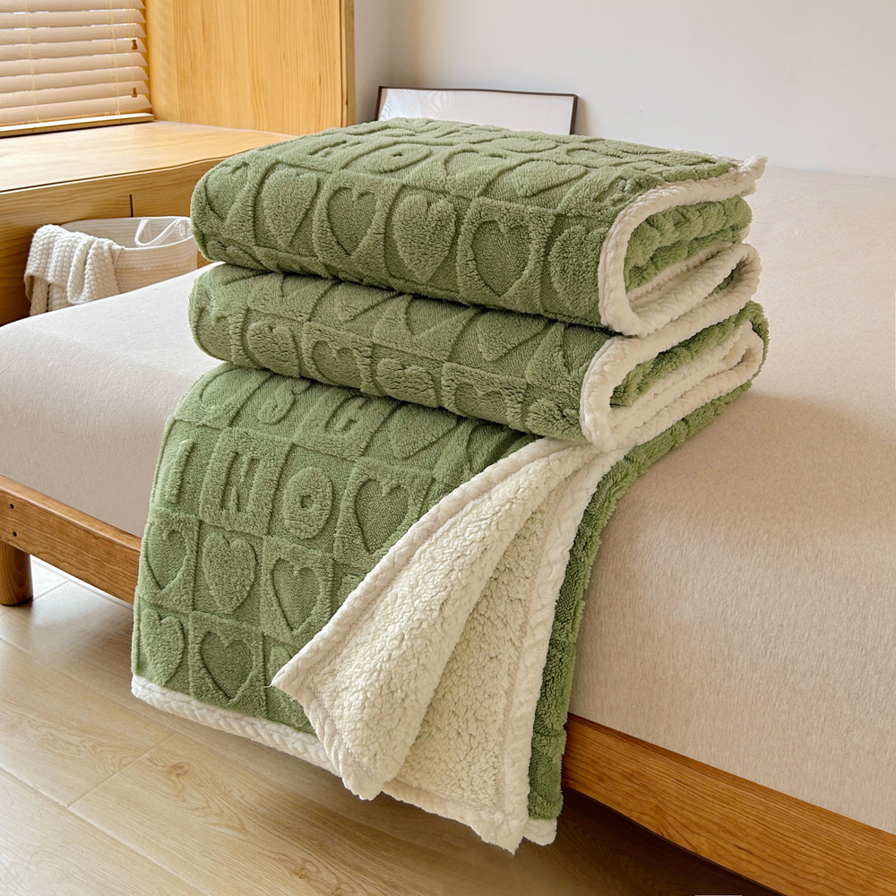 Orvetex Wholesale Solid Color Warm and Environmentally Friendly Jacquard Sherpa with Sherpa Blanket