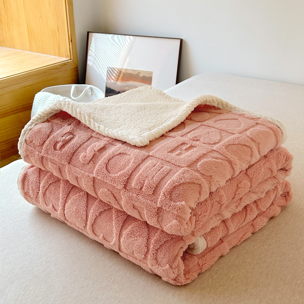 Orvetex Wholesale Solid Color Warm and Environmentally Friendly Jacquard Sherpa with Sherpa Blanket - Image 6