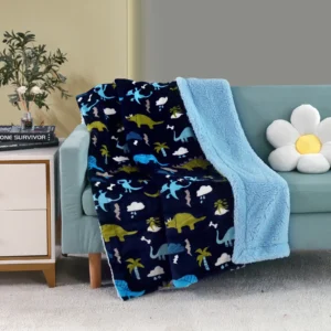 Orvetex High Quality Wholesale 100% Polyester Washable Knitted Cartoon Printed Flannel with Sherpa Blanket Suitable for Children