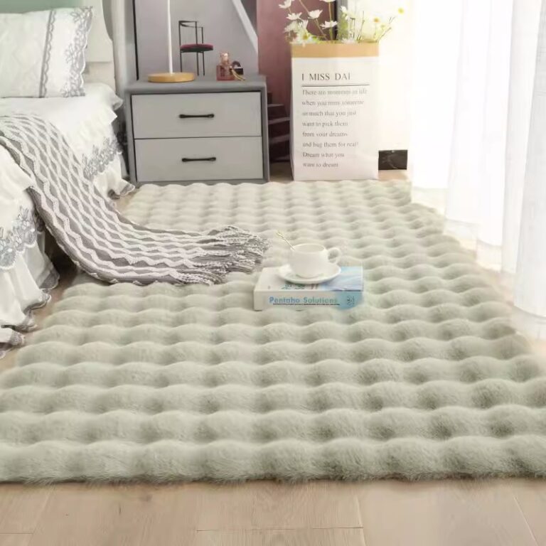 Luxury Texture Meets Modern Design: Faux Rabbit Fur Bubble Plush Rug