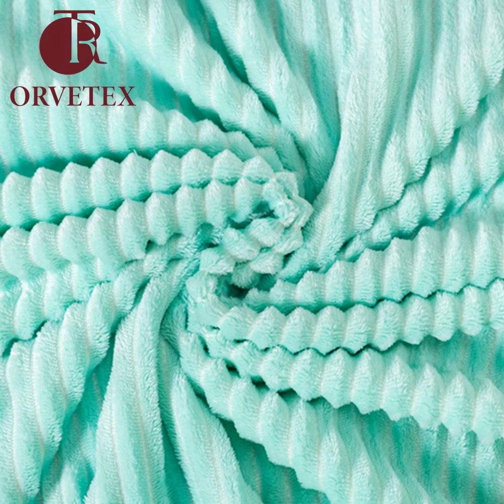 Orvetex Hot Selling Products Wholesale Flat Stripe Inventory Large Quantity of Flannel Blanket - Image 3