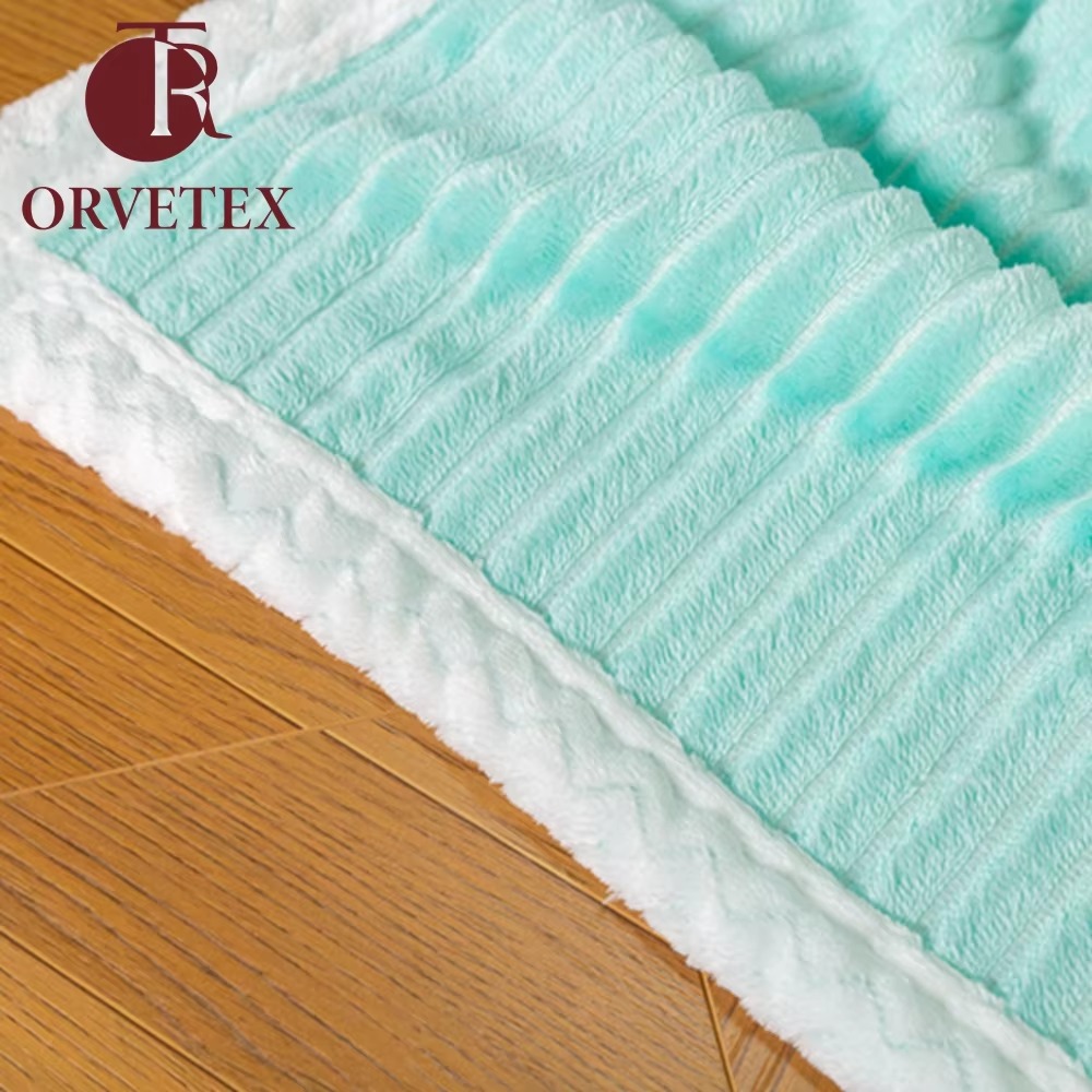Orvetex Hot Selling Products Wholesale Flat Stripe Inventory Large Quantity of Flannel Blanket - Image 5